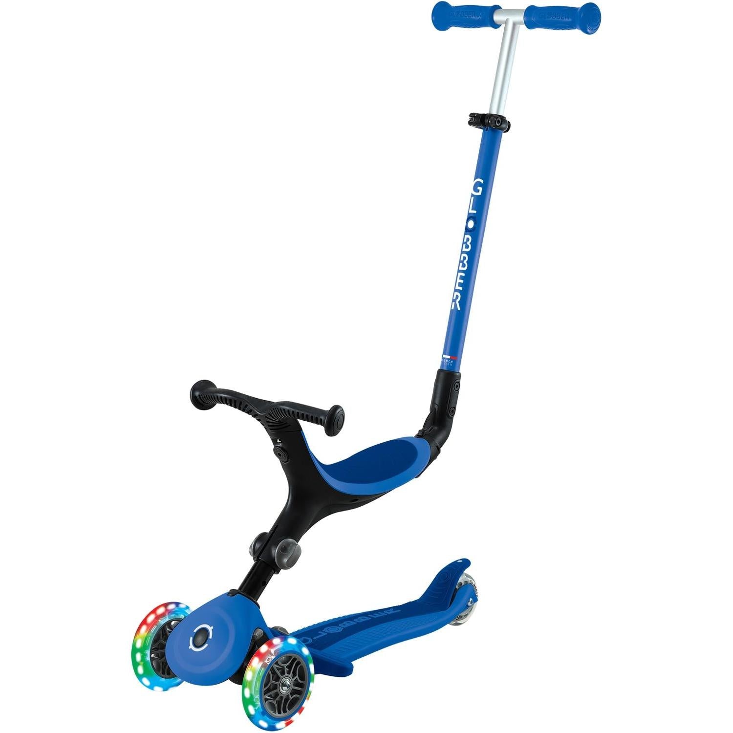 Globber Go Up Foldable Plus Lights 3 Wheel Kids Scooter Blue