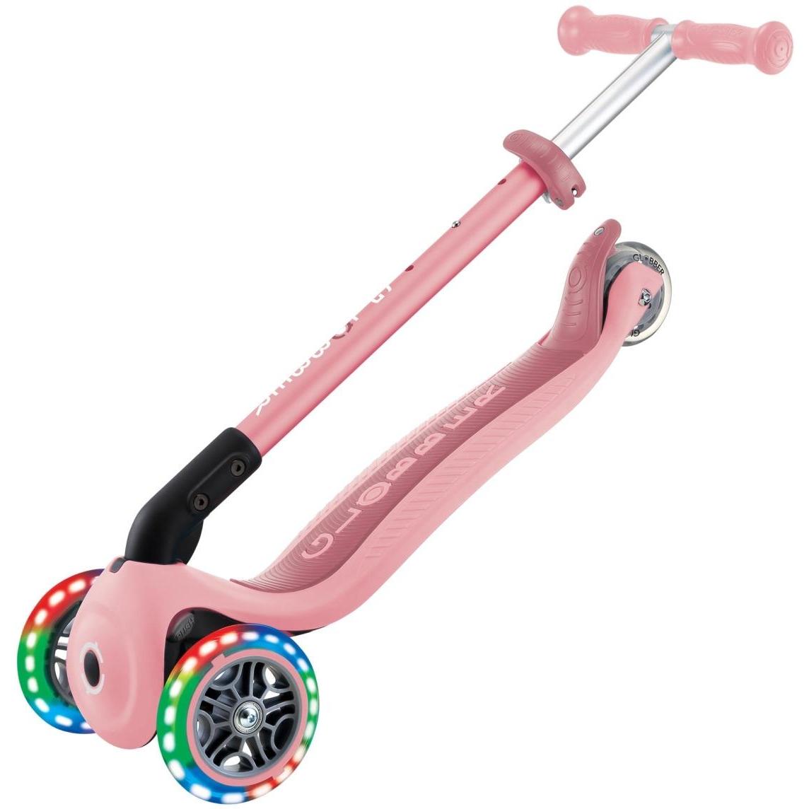 Globber Primo Foldable 3-Wheel Kids Scooter with Lights Pastel Pink