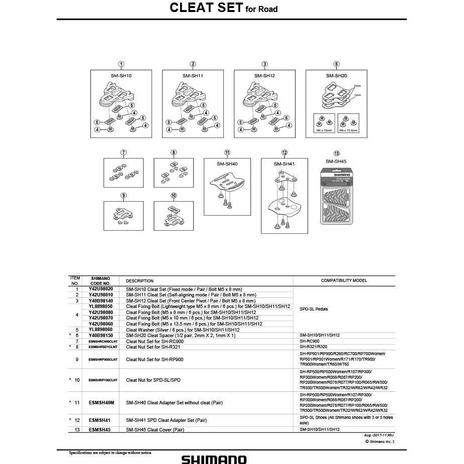 Shimano SPD-SL Cleat Set Fixed Mode Red