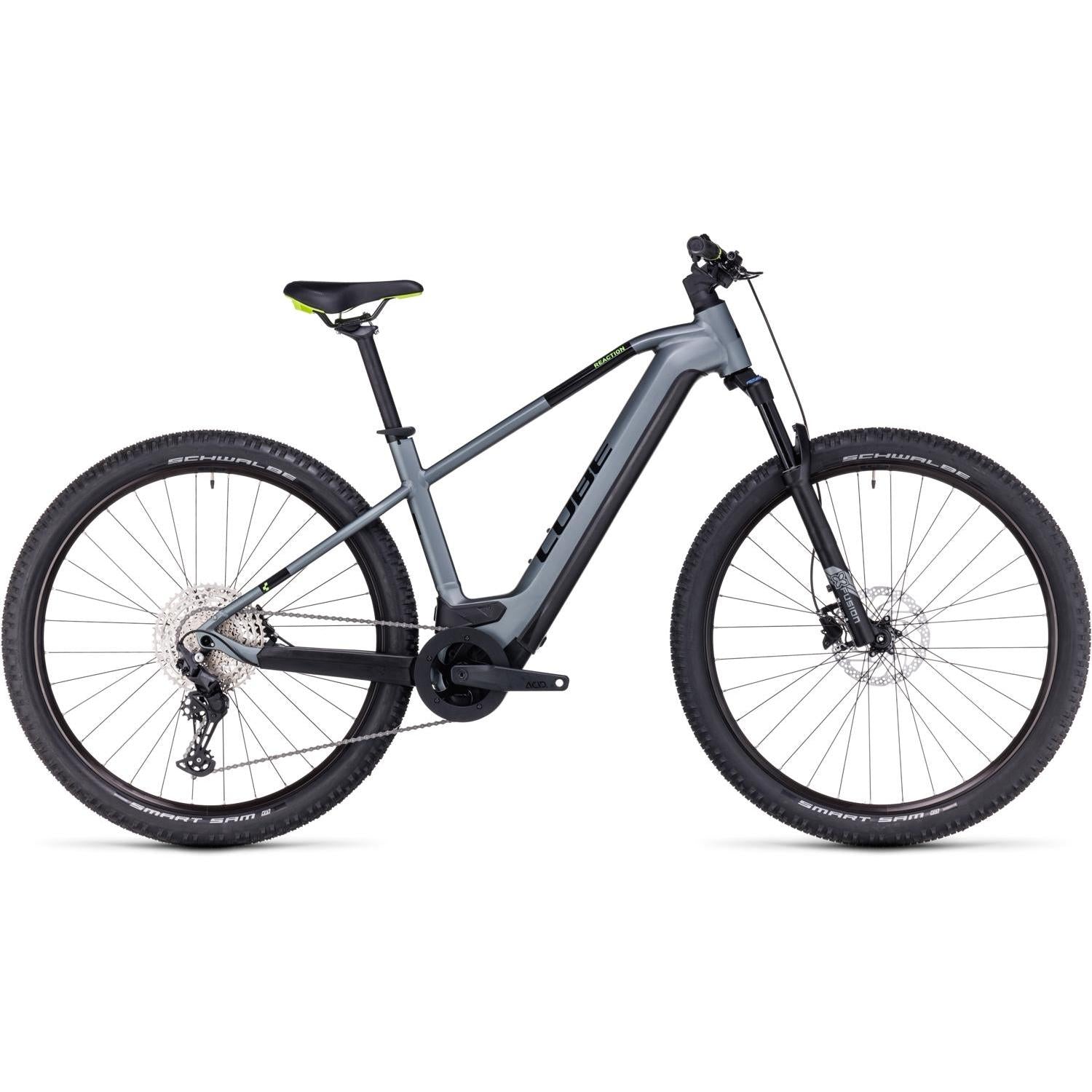 Cube Reaction Hybrid Pro 625 Electric Hardtail Mountain Bike Flashgrey'n'Green