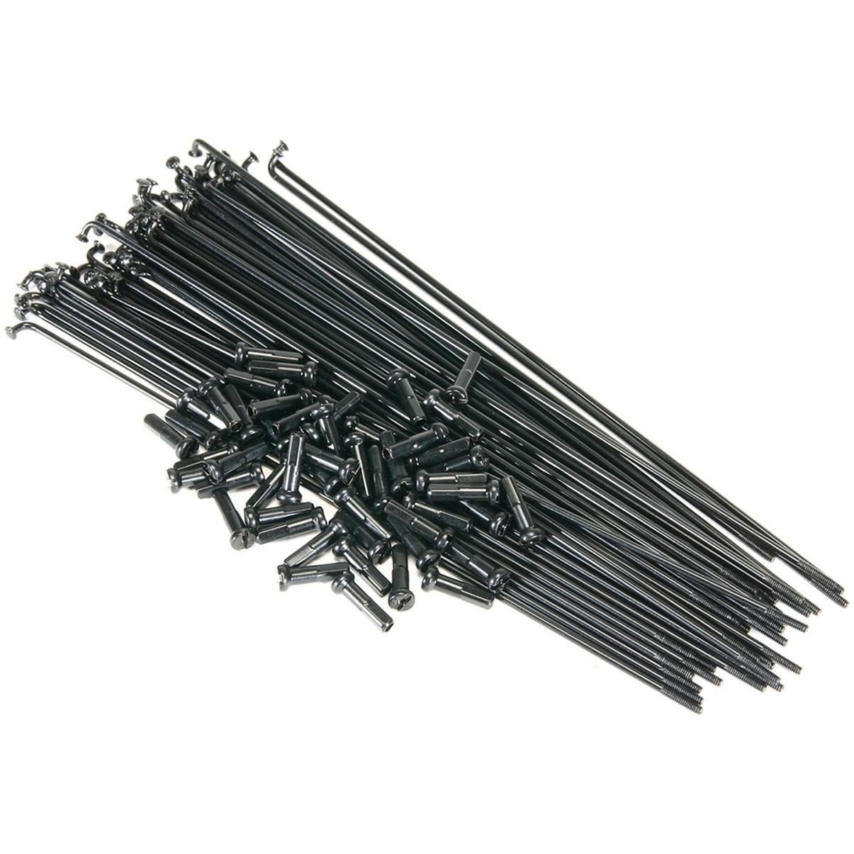 Salt Plain Gauge Spokes & Nipples 184mm 14G Black/Black (40 Pieces)