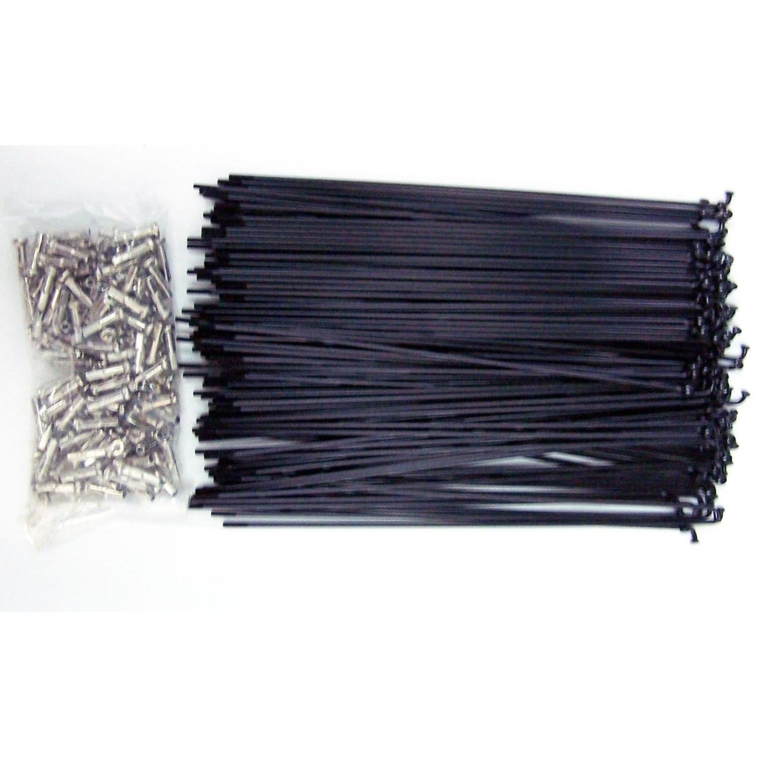 Hi-Tech Steel Spokes & Nipples 262mm 14G Black/Silver (40 Pieces)