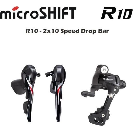 MicroShift R10 Drop Bar Road Groupset 2 x 10 Speed Shifter Pair with Rear Derailleur