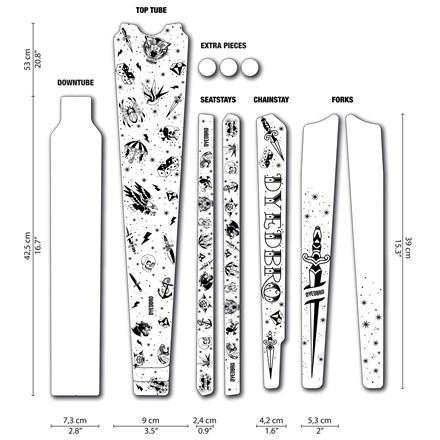 Dyedbro Gravel Frame Protection Wrap Old School Tattoo White