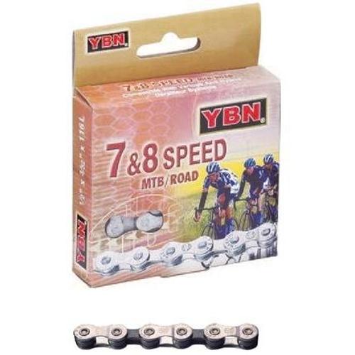 YABAN 7-8 Speed MTB/ROAD Chain 116L Solid Pin Half Silver/Brown