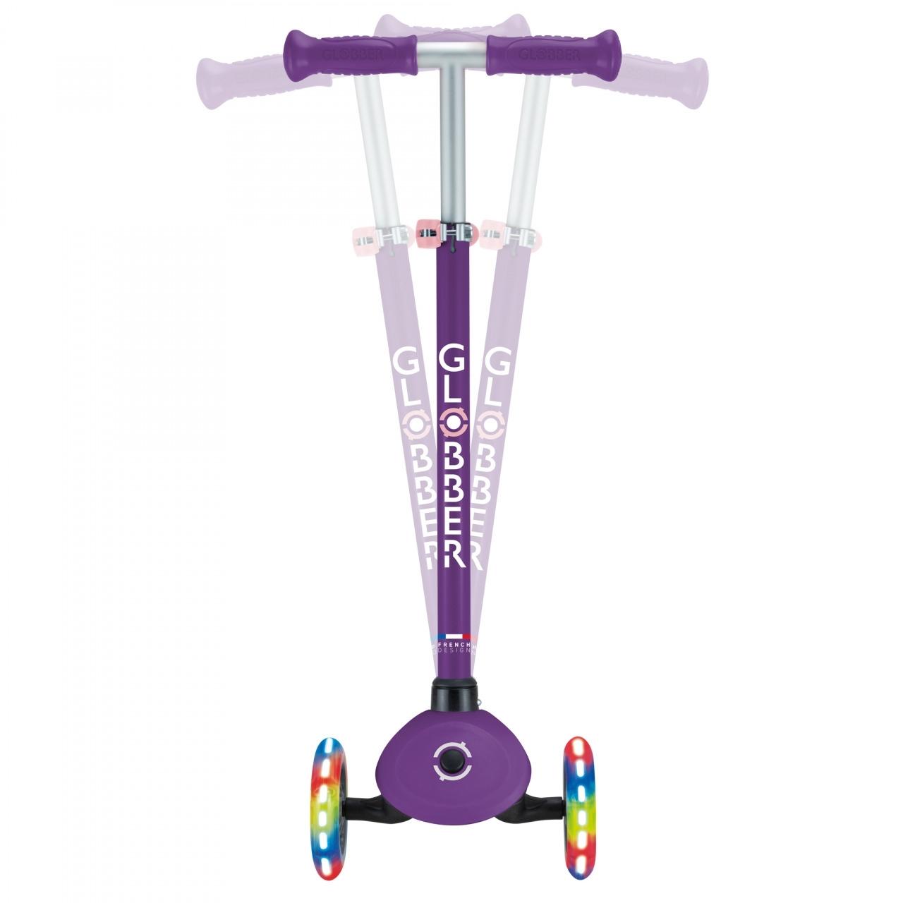Globber Primo 3-Wheel Kids Scooter with Lights Purple