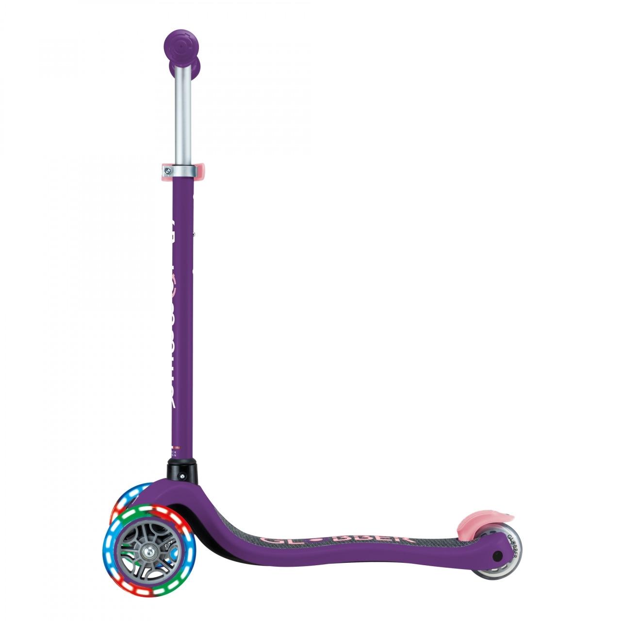 Globber Primo 3-Wheel Kids Scooter with Lights Purple
