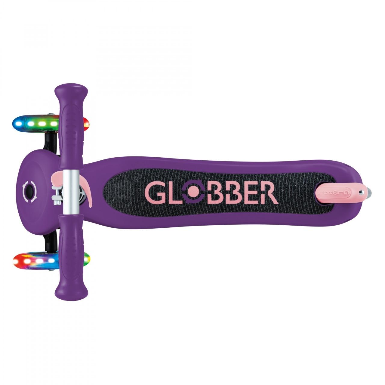 Globber Primo 3-Wheel Kids Scooter with Lights Purple
