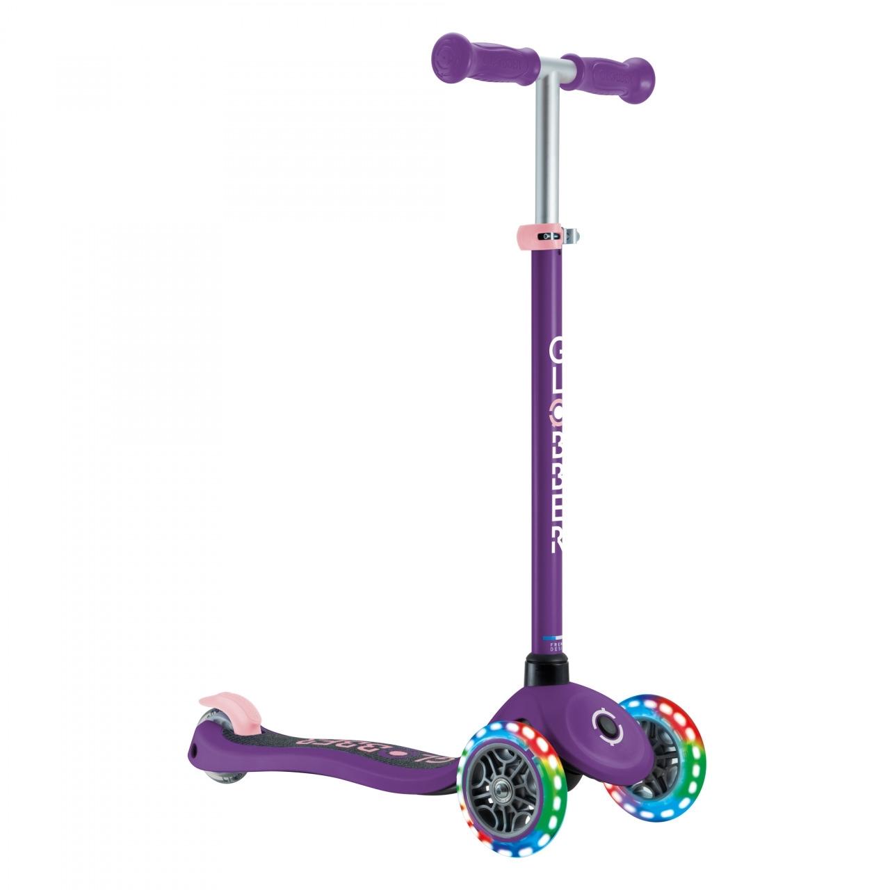 Globber Primo 3-Wheel Kids Scooter with Lights Purple