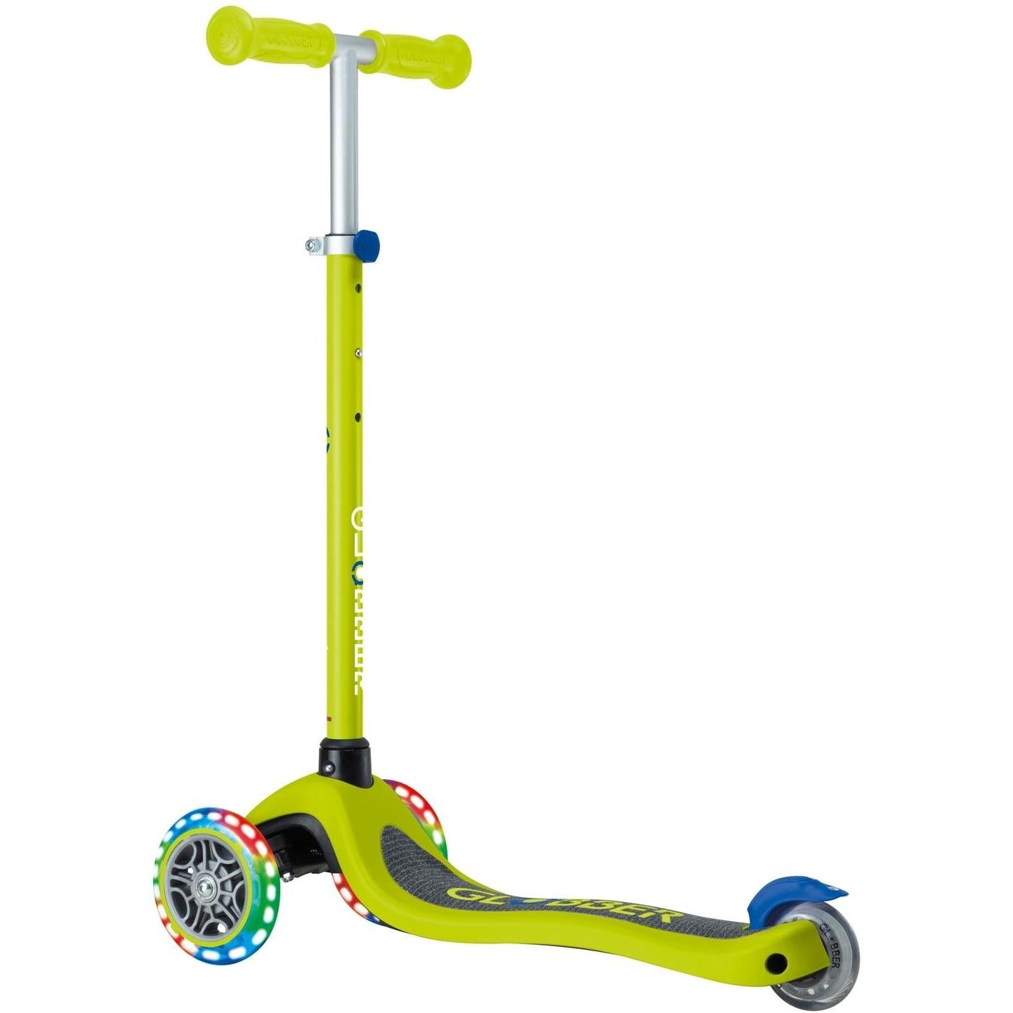 Globber Primo V2 Scooter With Lights And Griptape Lime Green/Navy Blue