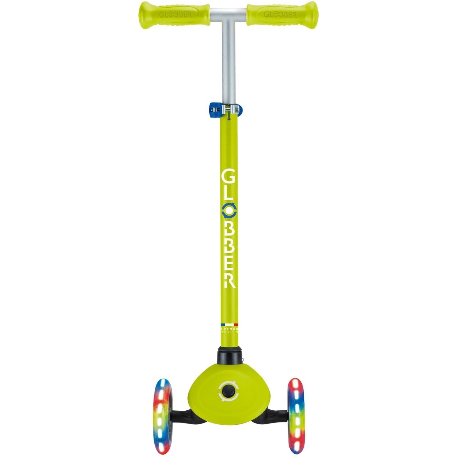 Globber Primo V2 Scooter With Lights And Griptape Lime Green/Navy Blue