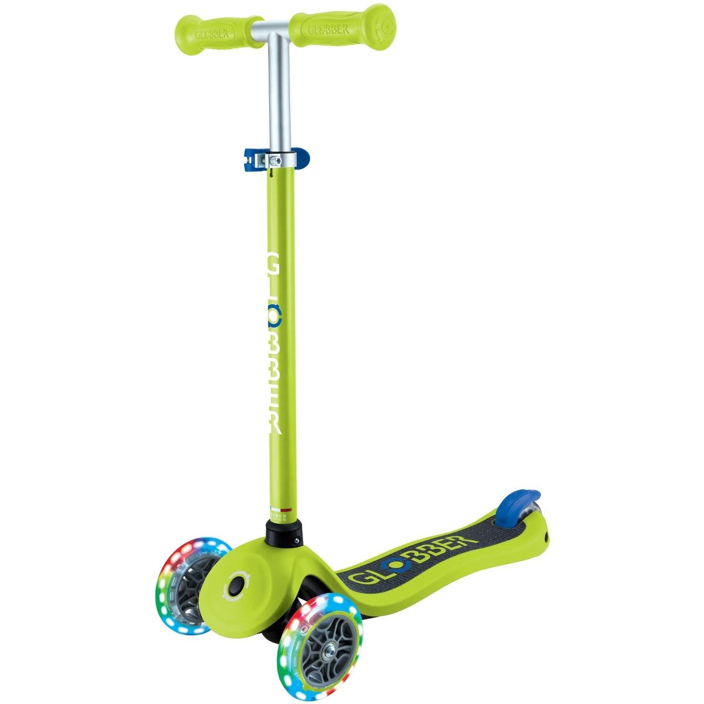 Globber Primo V2 Scooter With Lights And Griptape Lime Green/Navy Blue