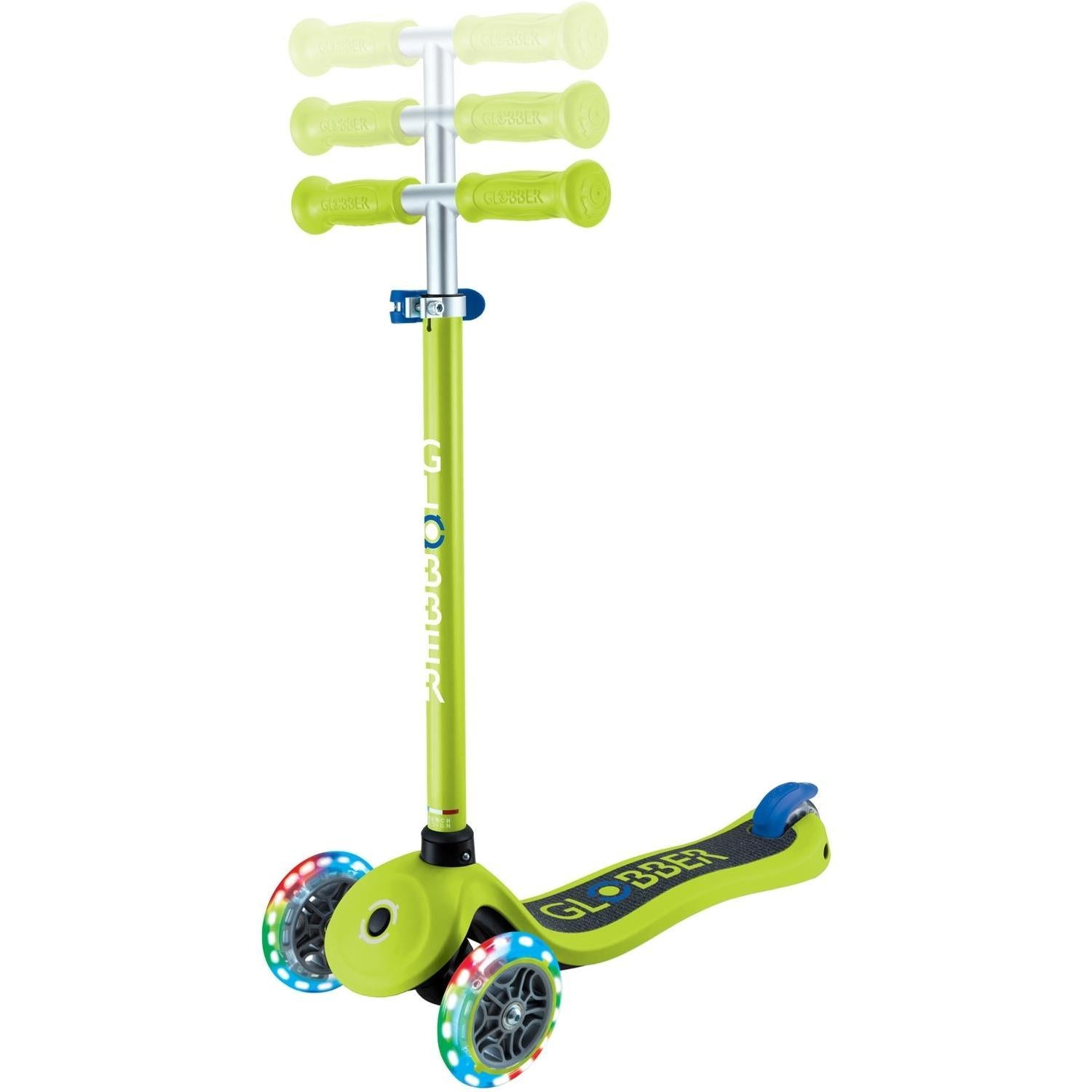 Globber Primo V2 Scooter With Lights And Griptape Lime Green/Navy Blue