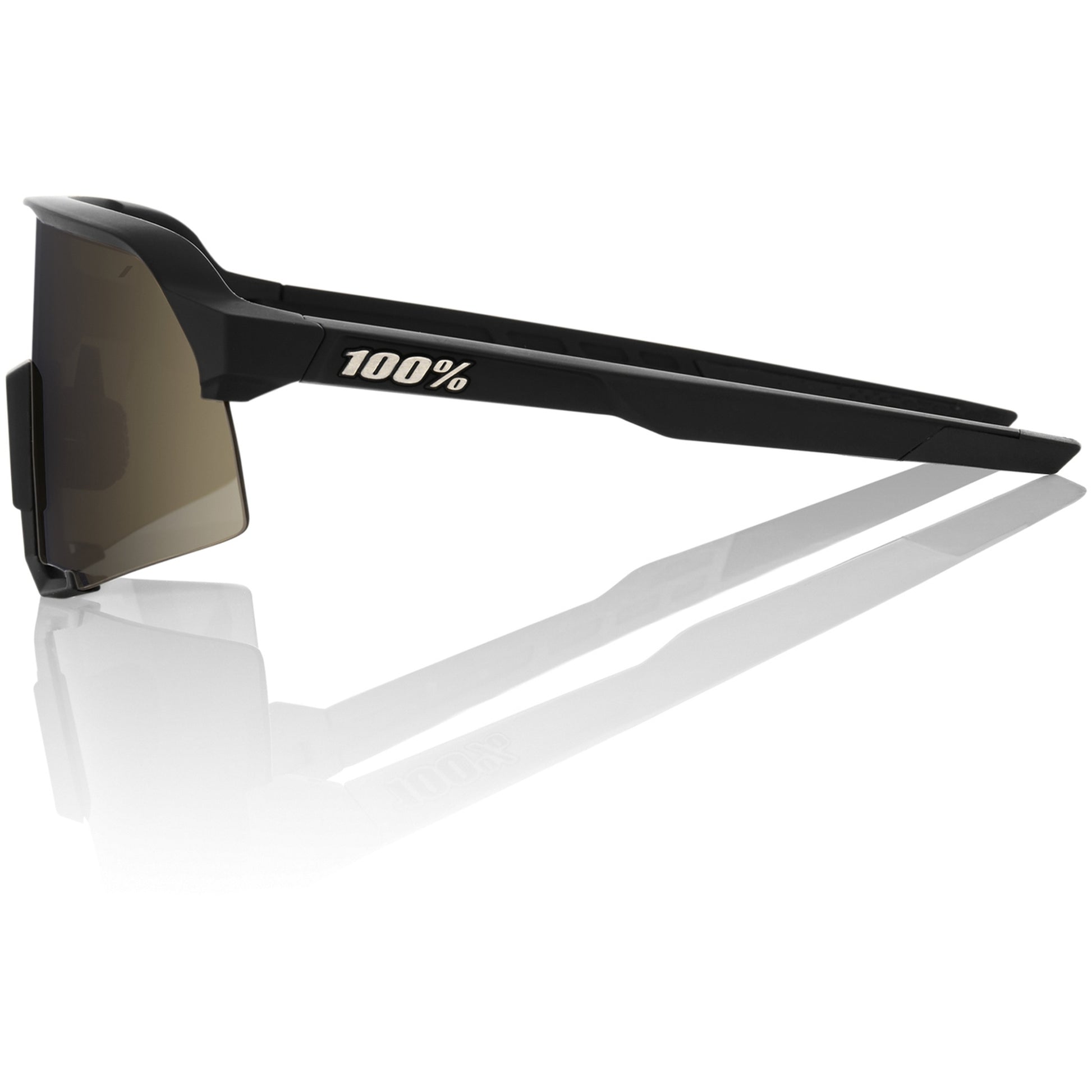 100% S3 Sunglasses Soft Tact Black - Soft Gold Mirror Lens
