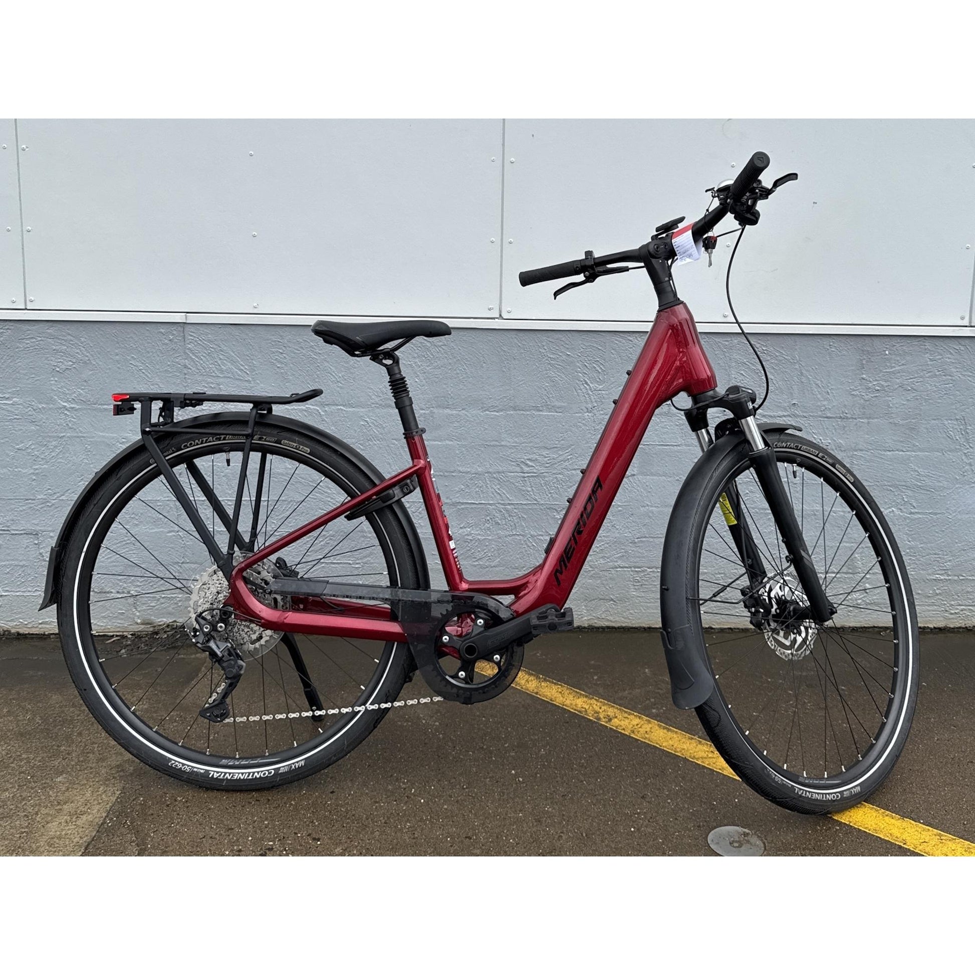 merida urban bike EX-DEMO Merida eSpresso Urban 300 EQ Electric Hybrid Bike Dark Strawbe – 99 Bikes