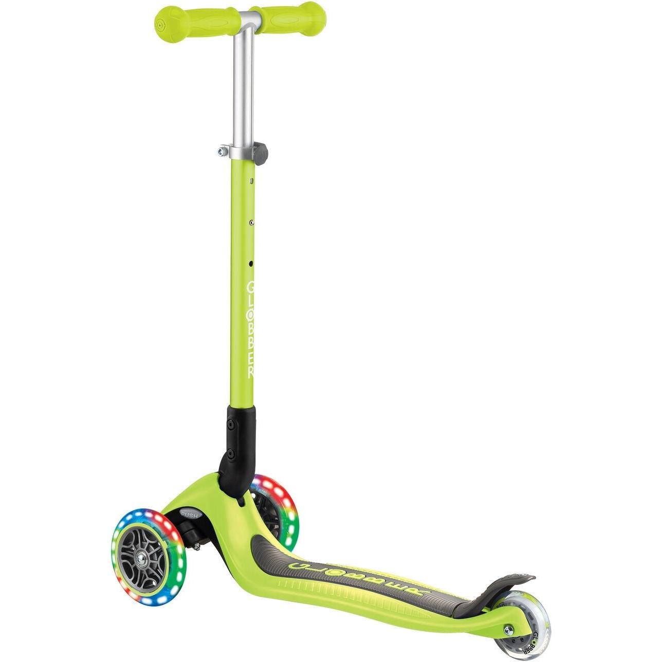 Globber Primo Foldable w/ Lights 3-Wheel Kids Scooter Lime Green