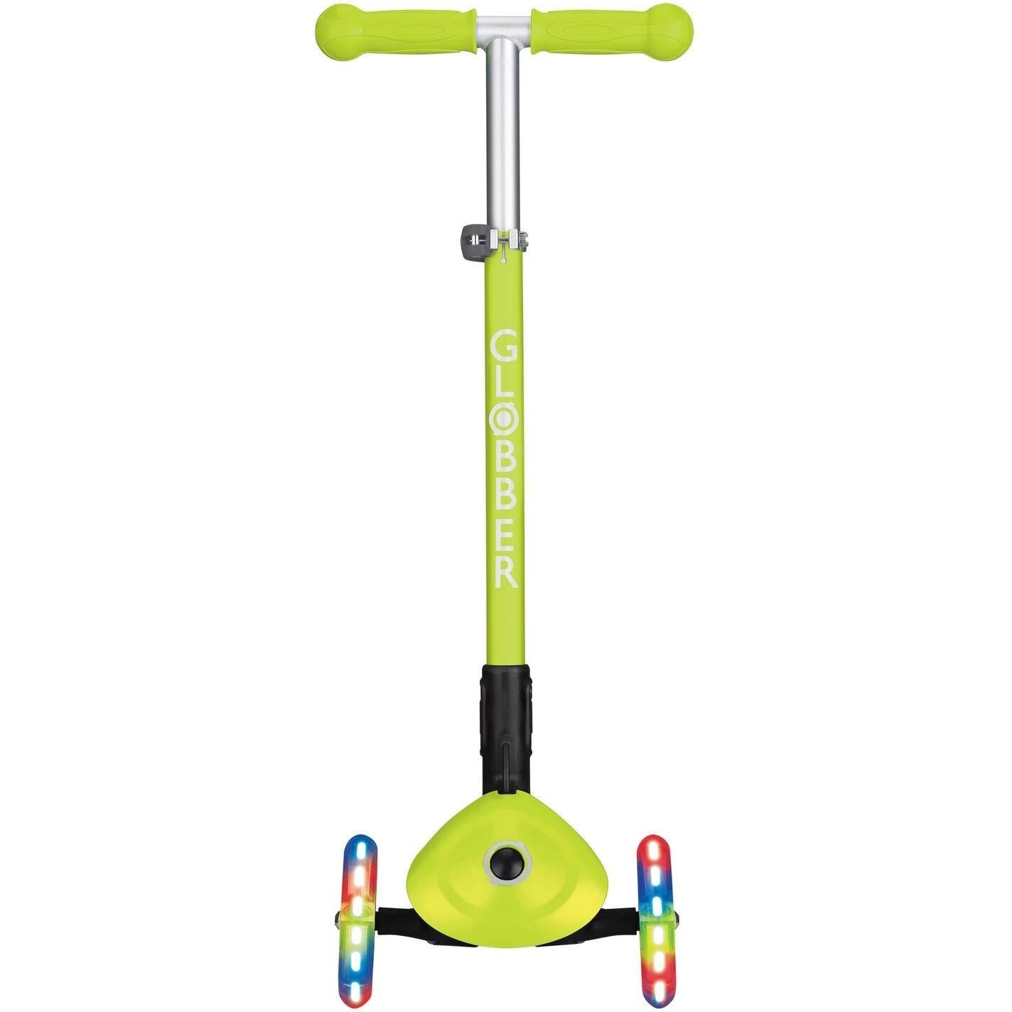 Globber Primo Foldable w/ Lights 3-Wheel Kids Scooter Lime Green