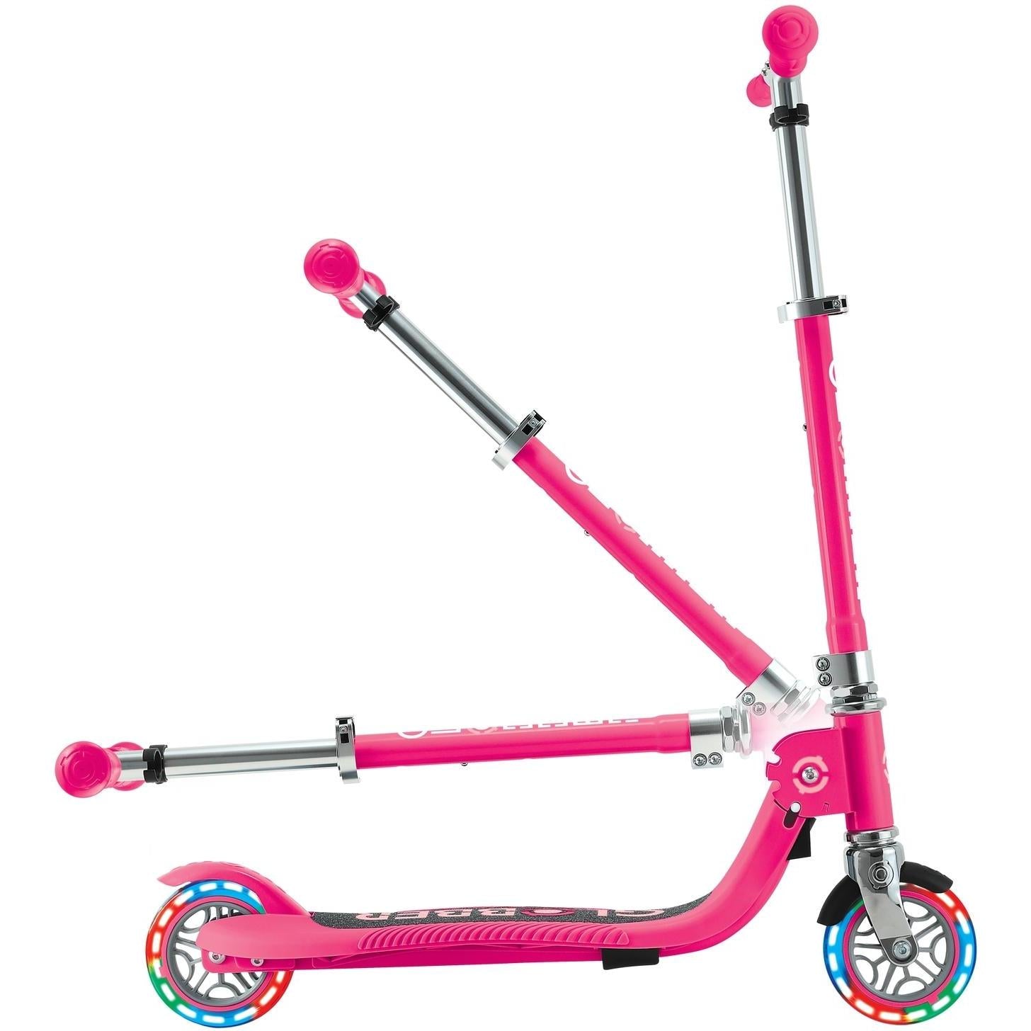 Globber Flow Foldable Junior w/ Llights 2-Wheel Kids Scooter Pastel Pink/Fuschia