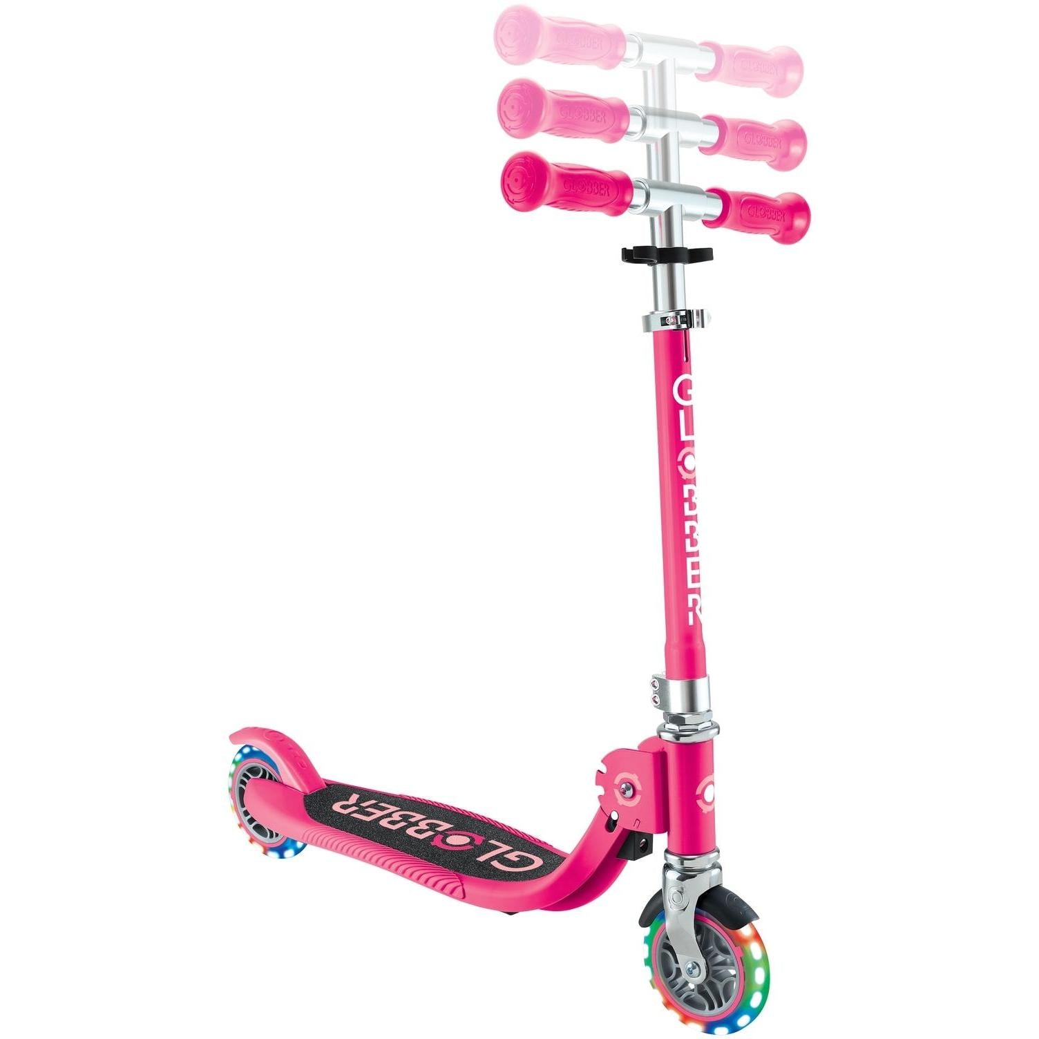 Globber Flow Foldable Junior w/ Llights 2-Wheel Kids Scooter Pastel Pink/Fuschia