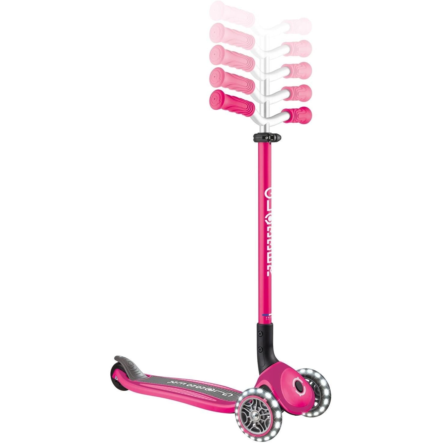 Globber Master w/ Lights 3-Wheel Kids Scooter Pink