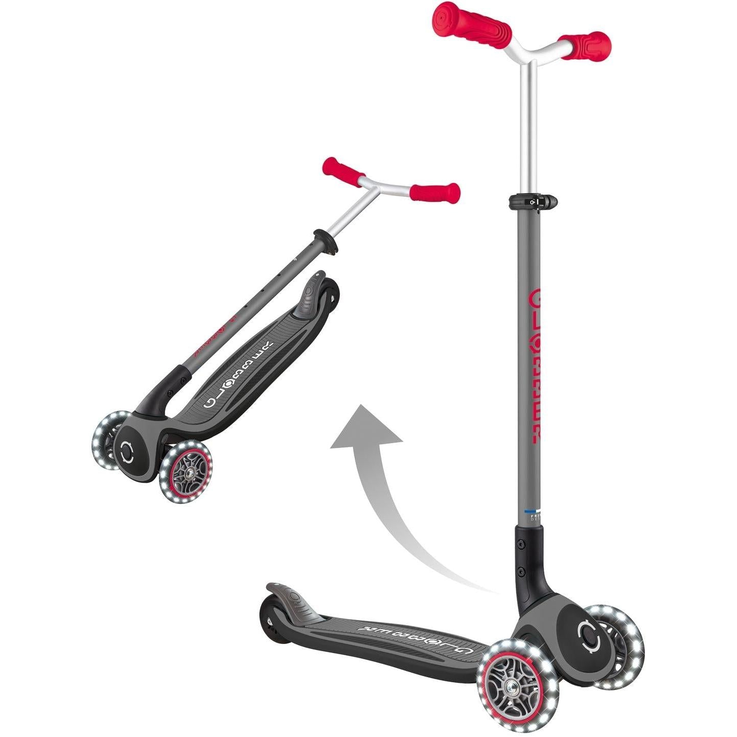 Globber Master w/ Lights 3-Wheel Kids Scooter Black/Red