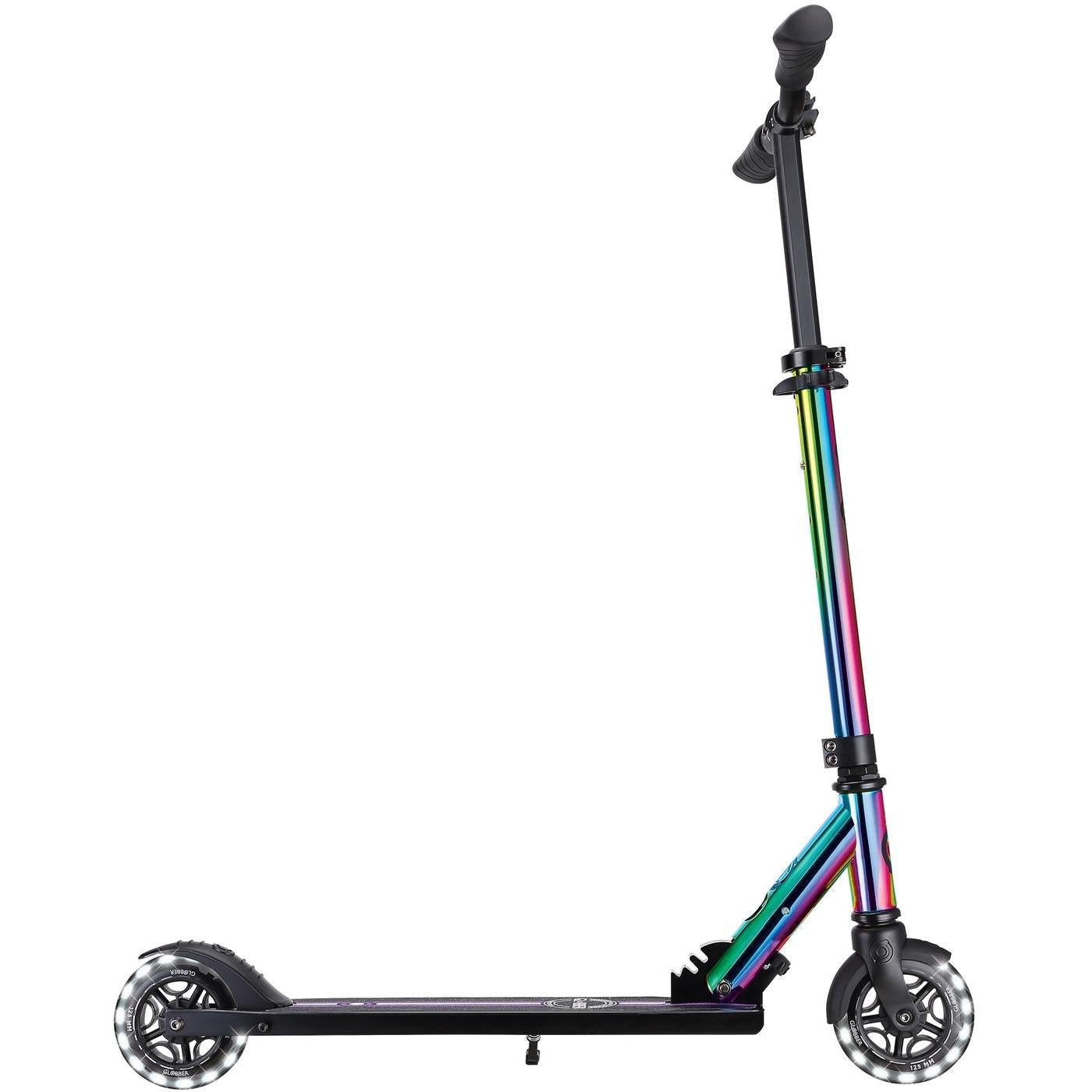 Globber Flow Element Lights Kick Scooter Neochrome w/ Black Deck