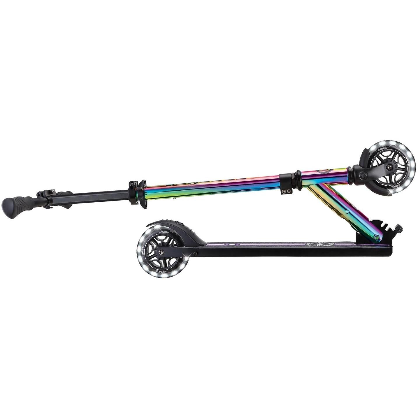 Globber Flow Element Lights Kick Scooter Neochrome w/ Black Deck