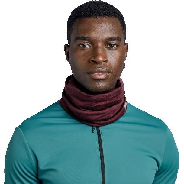 Buff Merino Lightweight Bike Multifunction Neck Warmer - Solid Garnet Red UNI