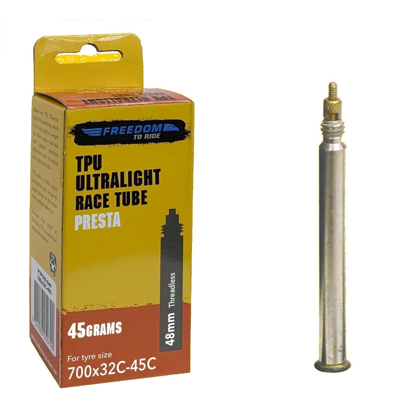 Freedom Ultralight TPU Threadless Presta Valve Tube 700x32-45c 48mm