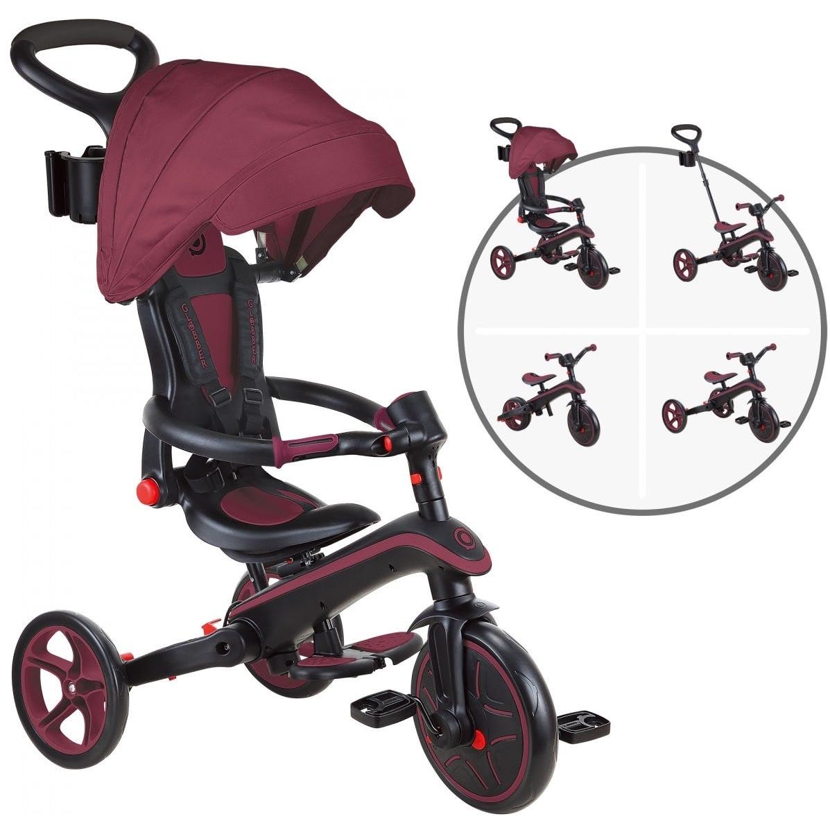 Globber Explorer Foldable 4in1 Kids Trike Burgundy