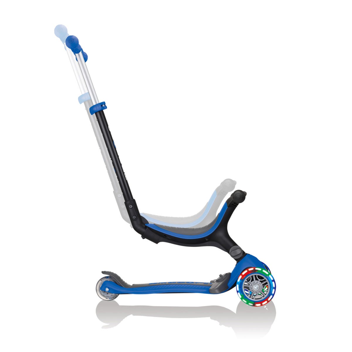 Globber Go Up Foldable Plus Lights 3 Wheel Kids Scooter Navy Blue