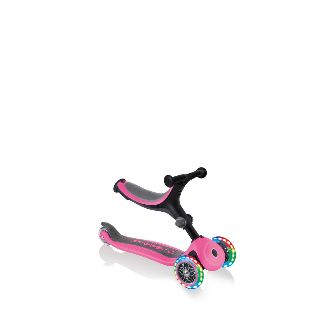 GLOBBER GO•UP TO DADLE PLUS ピンク・ブラック Eco Scooter with Seat: GO•UP FOLDABLE PLUS ECOLOGIC – Globber