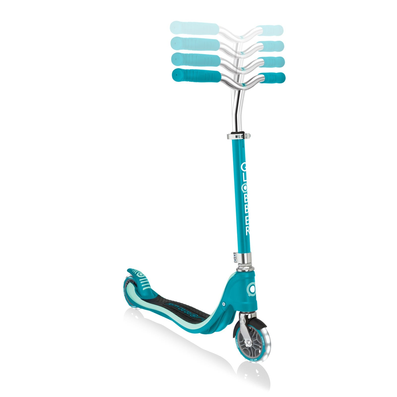 Globber Flow 125 Kids Scooter with Light Up Wheels Teal