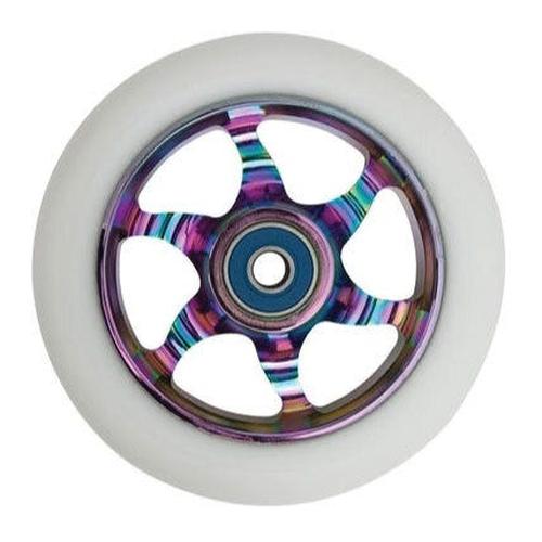 Flavor Scooter Wheel Awakening 110mm Neo Chrome Rim, White Tyre
