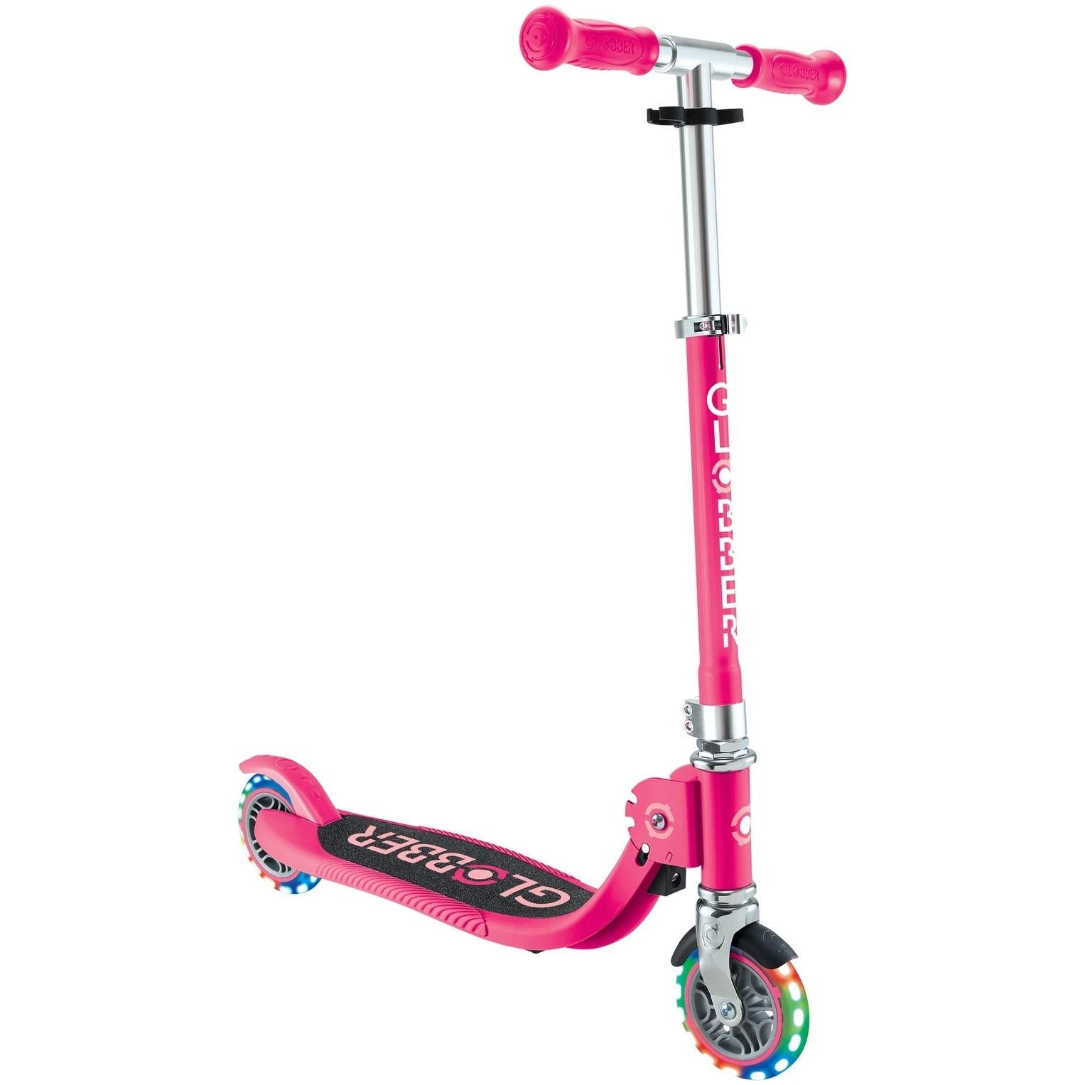 Globber Flow Foldable Junior w/ Llights 2-Wheel Kids Scooter Pastel Pink/Fuschia