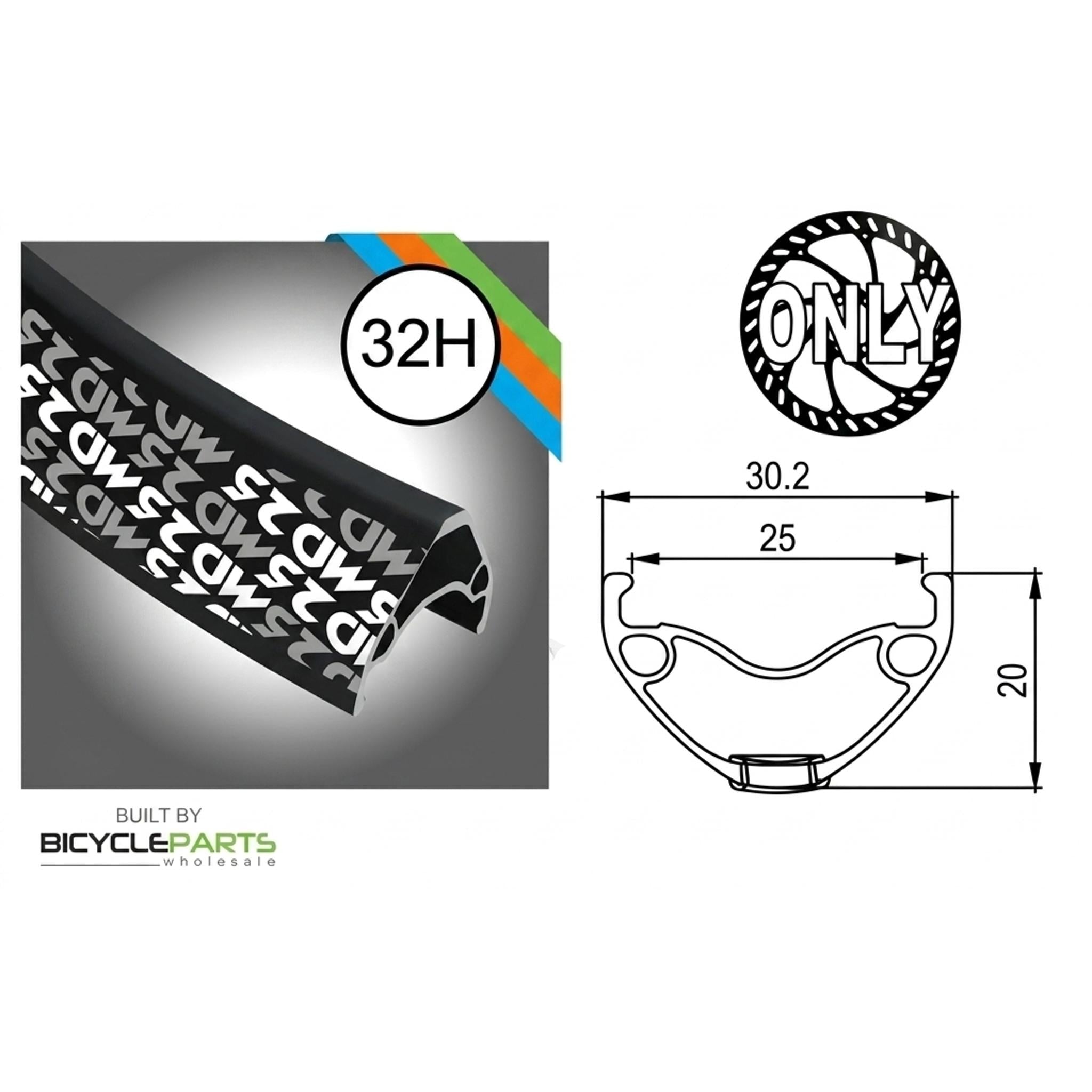 Alexrims MD25 6-Bolt QR MTB Rear Wheel 26in Black