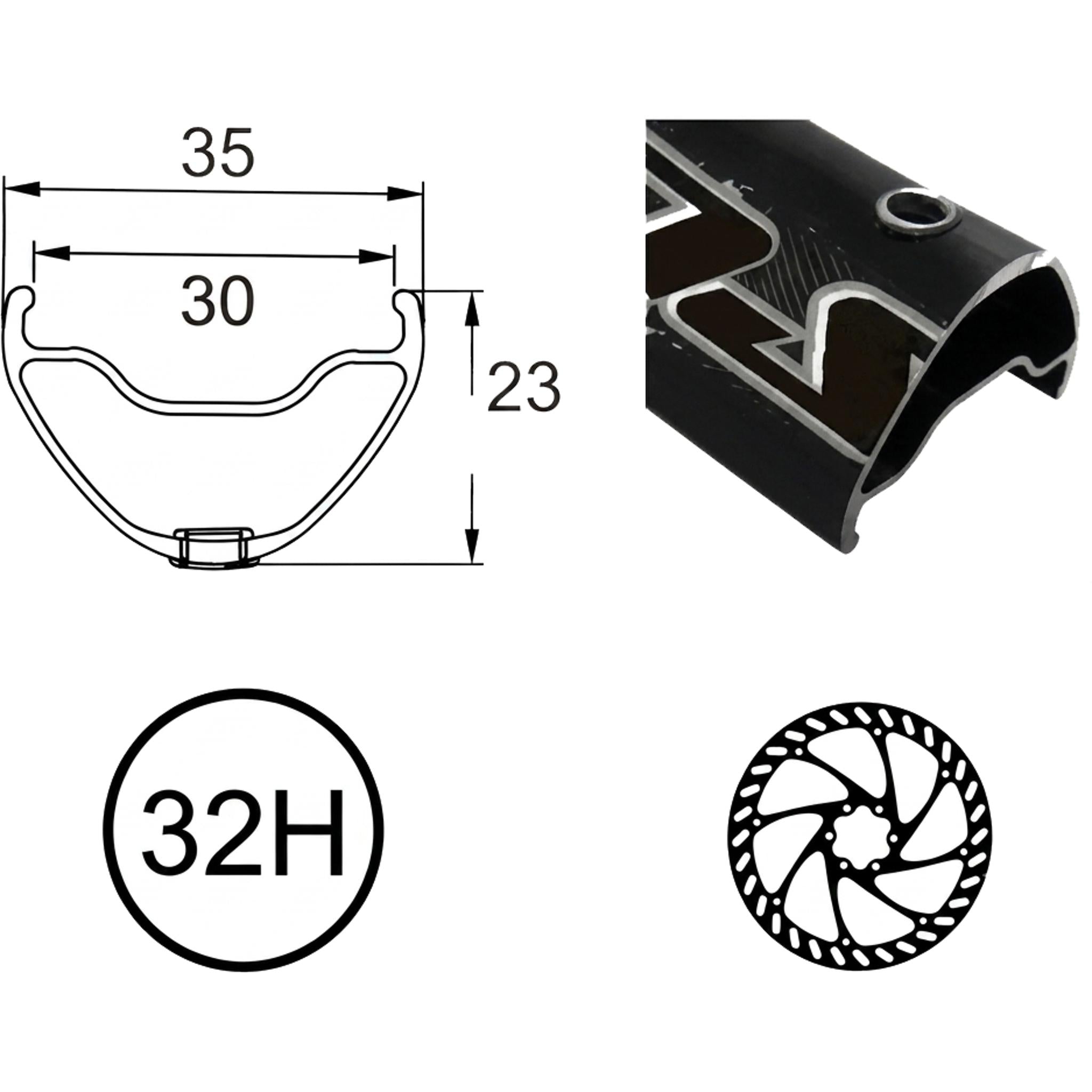 Alexrims Supra 35 TR D/W MTB Rim 32H 29''