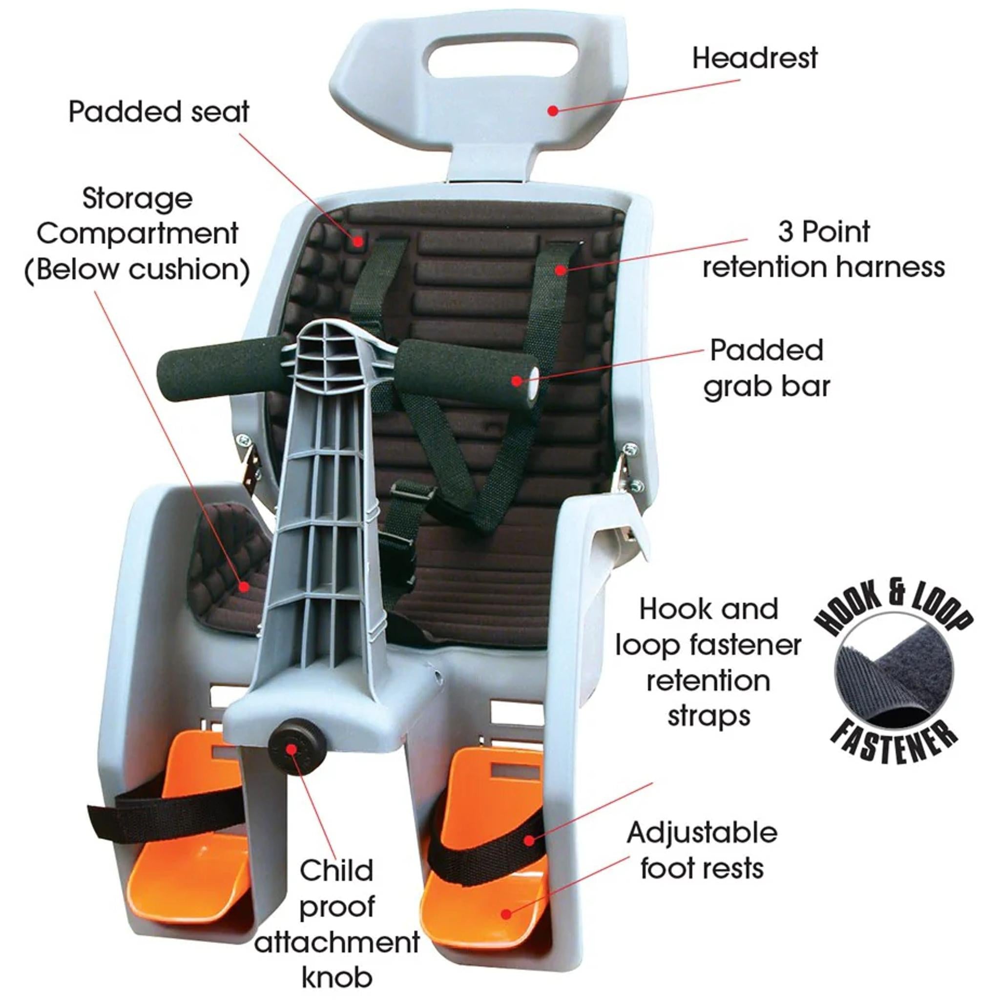 Beto Deluxe Baby Seat with 27.5'' Disc-Brake Carrier Rack