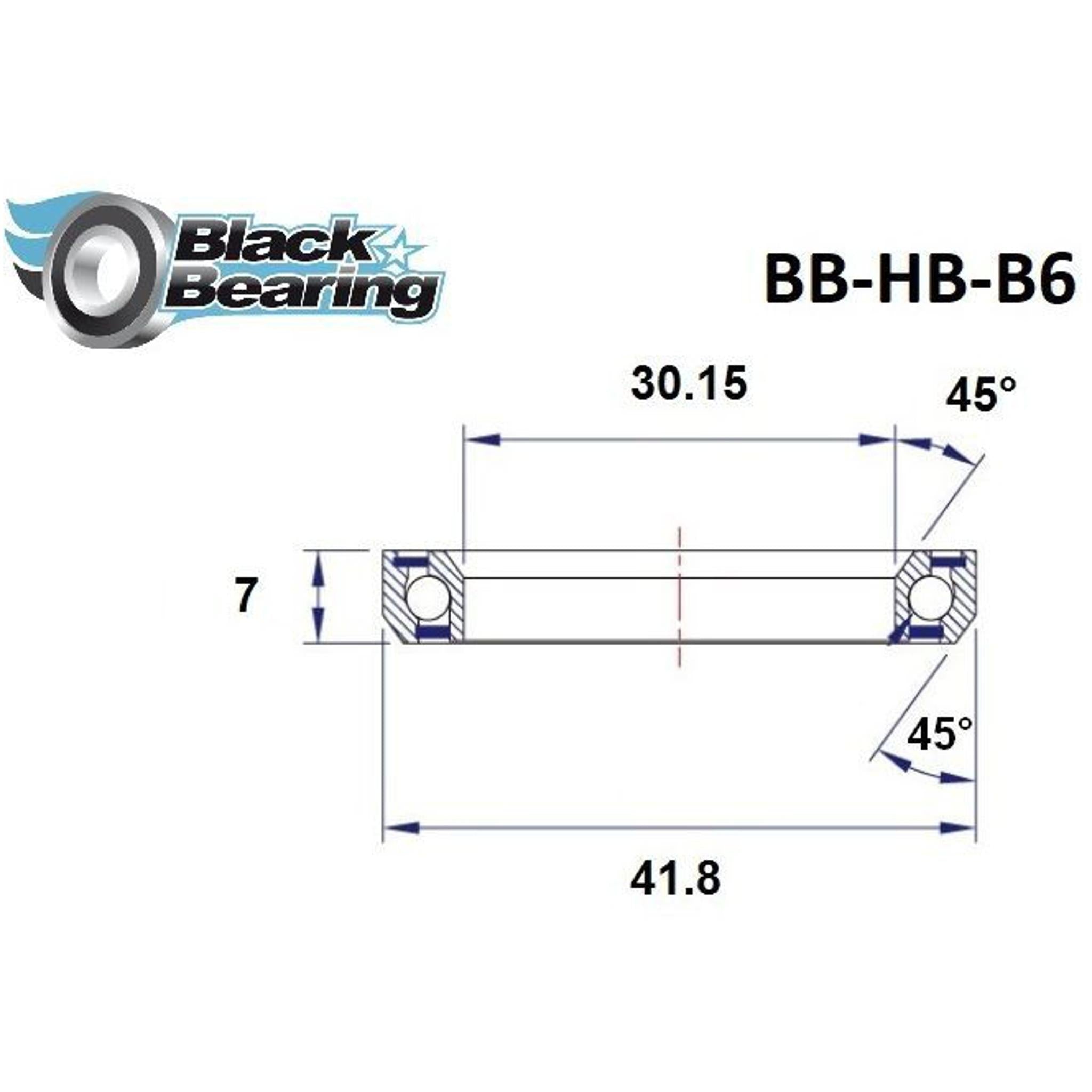 Black Bearings B6 Angular Headset Bearing 30.15x41.8x7mm 45/45 Degrees