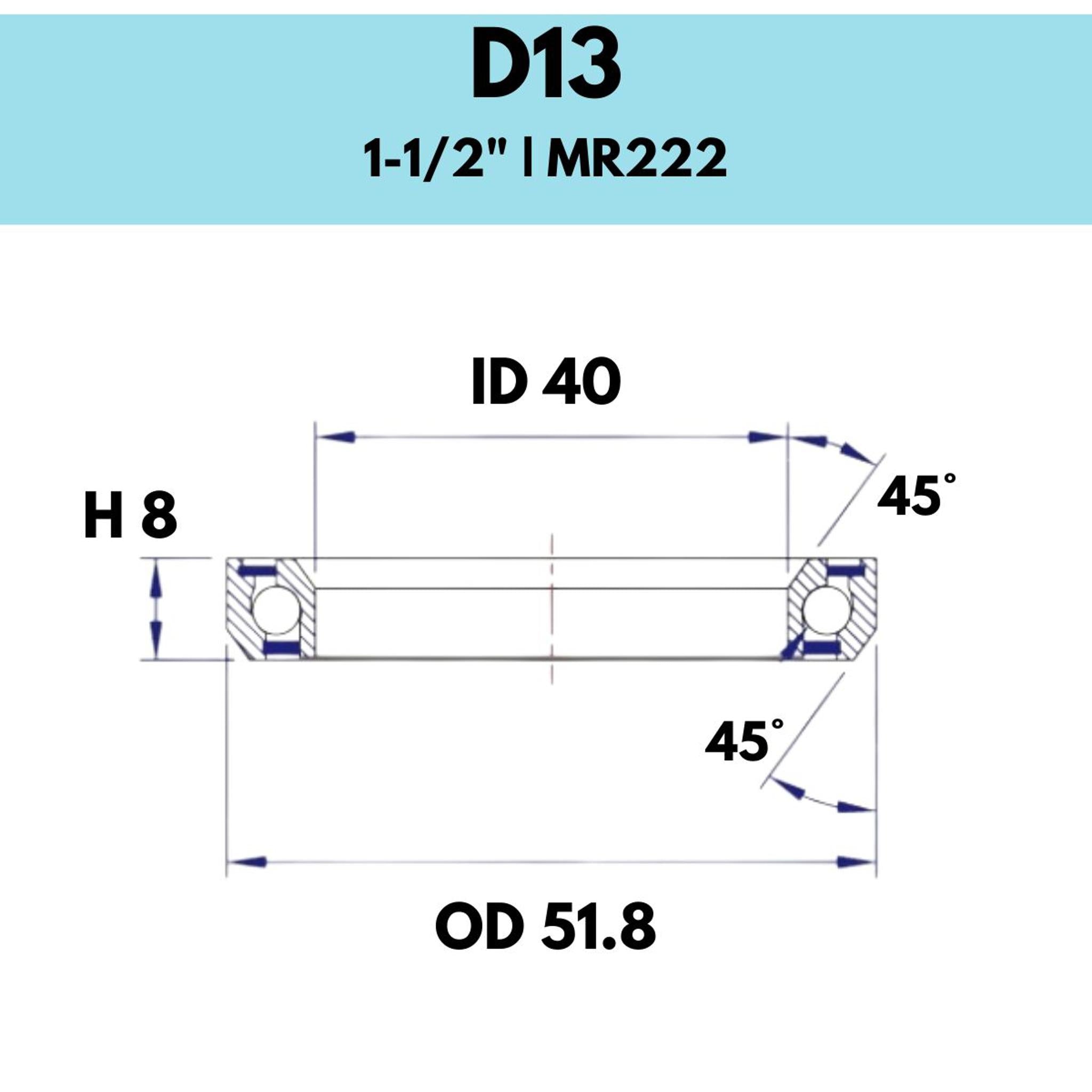 Black Bearings D13 Angular Headset Bearing 40x51.8x8mm 45/45 Degrees