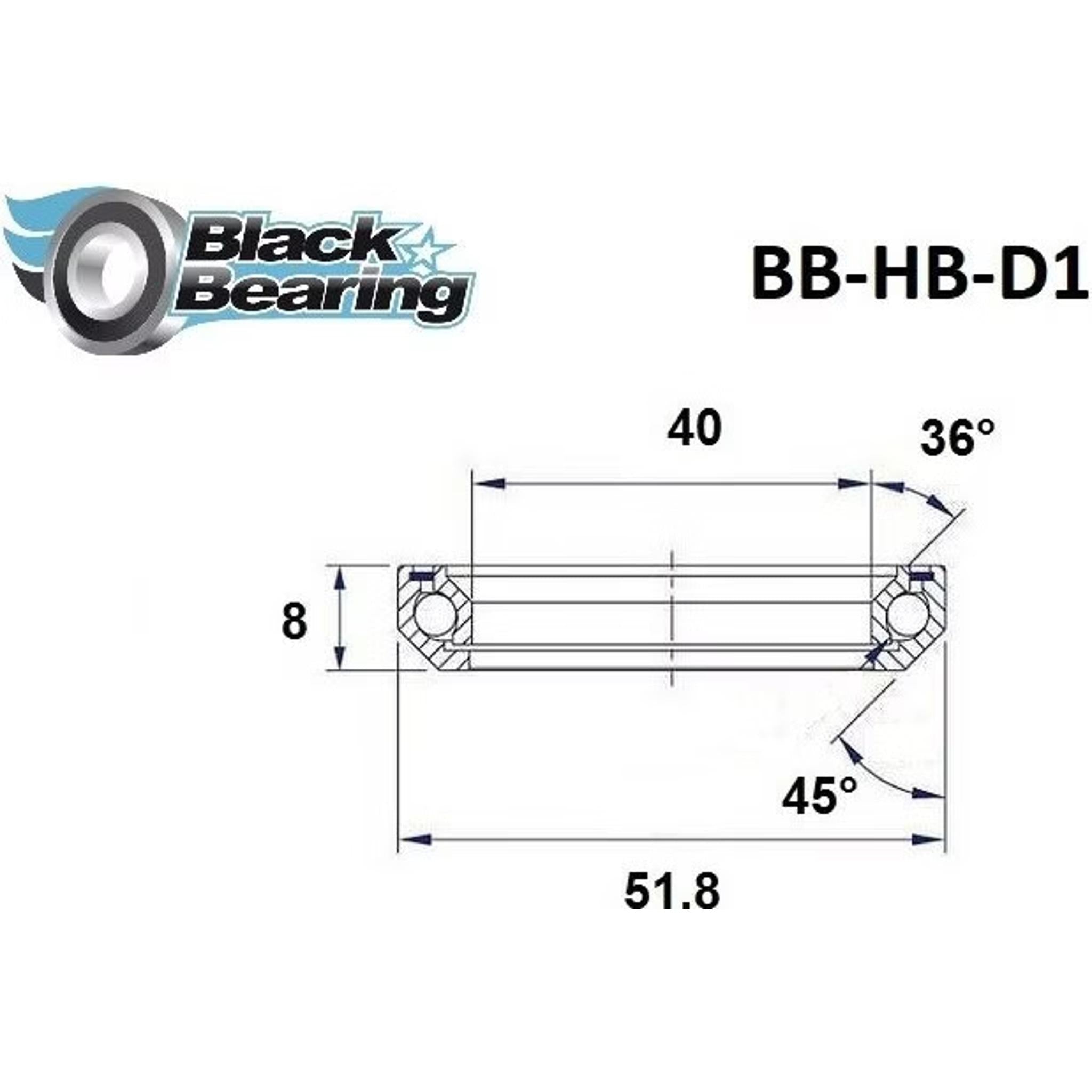 Black Bearings D1 Angular Sealed Headset Bearing 40x51.8x8mm