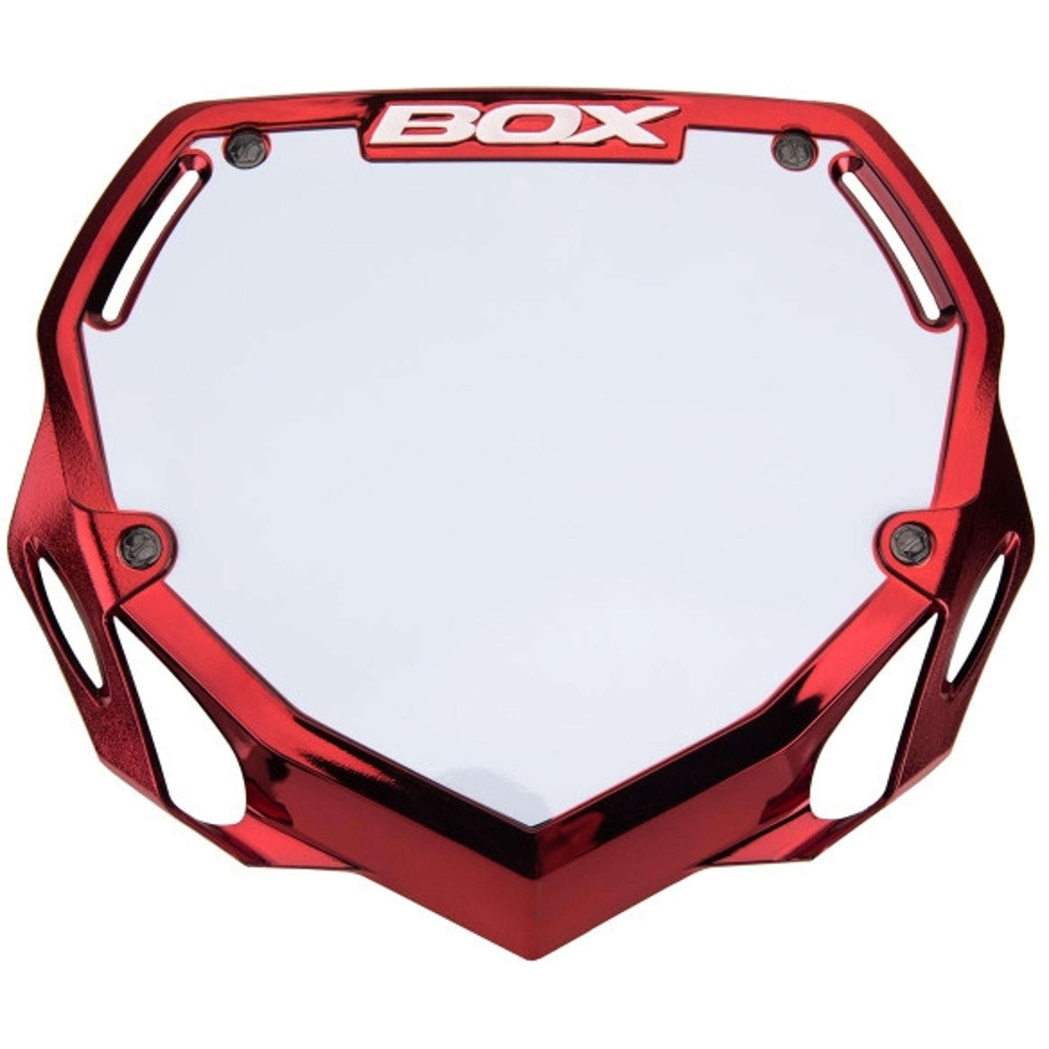 Box Two Chrome Number Plate Large Red