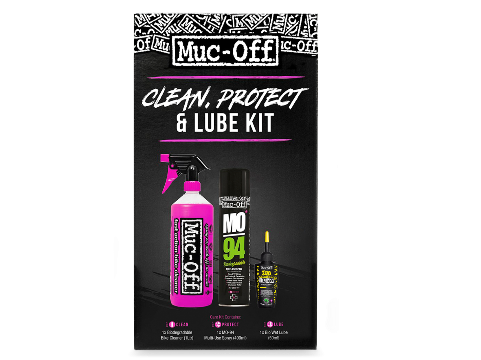 Muc-Off Wash, Protect & Dry Lube Kit for Dry Conditions