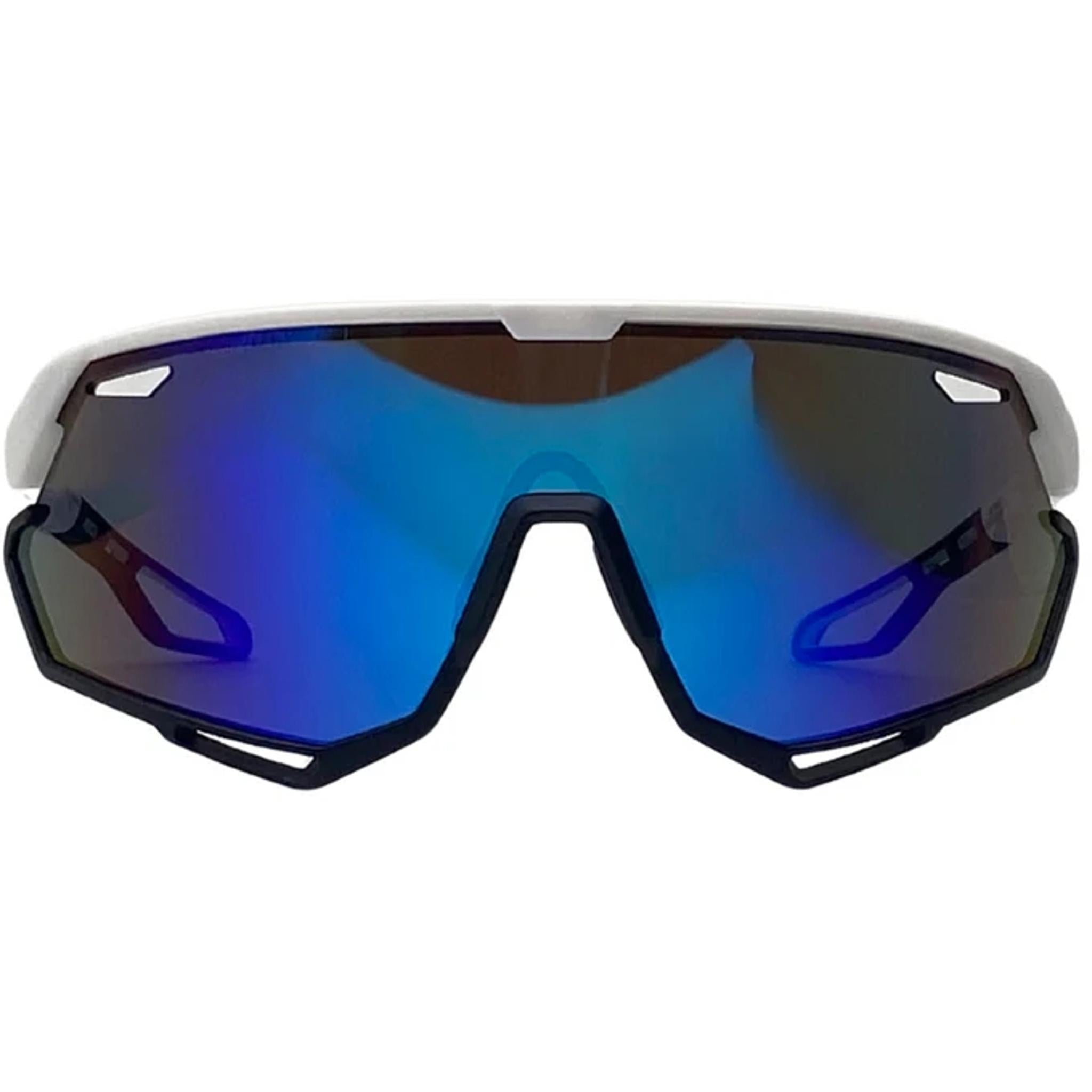 Cykal Distance Sunglasses Matte White/Black - Blue Flash Lens