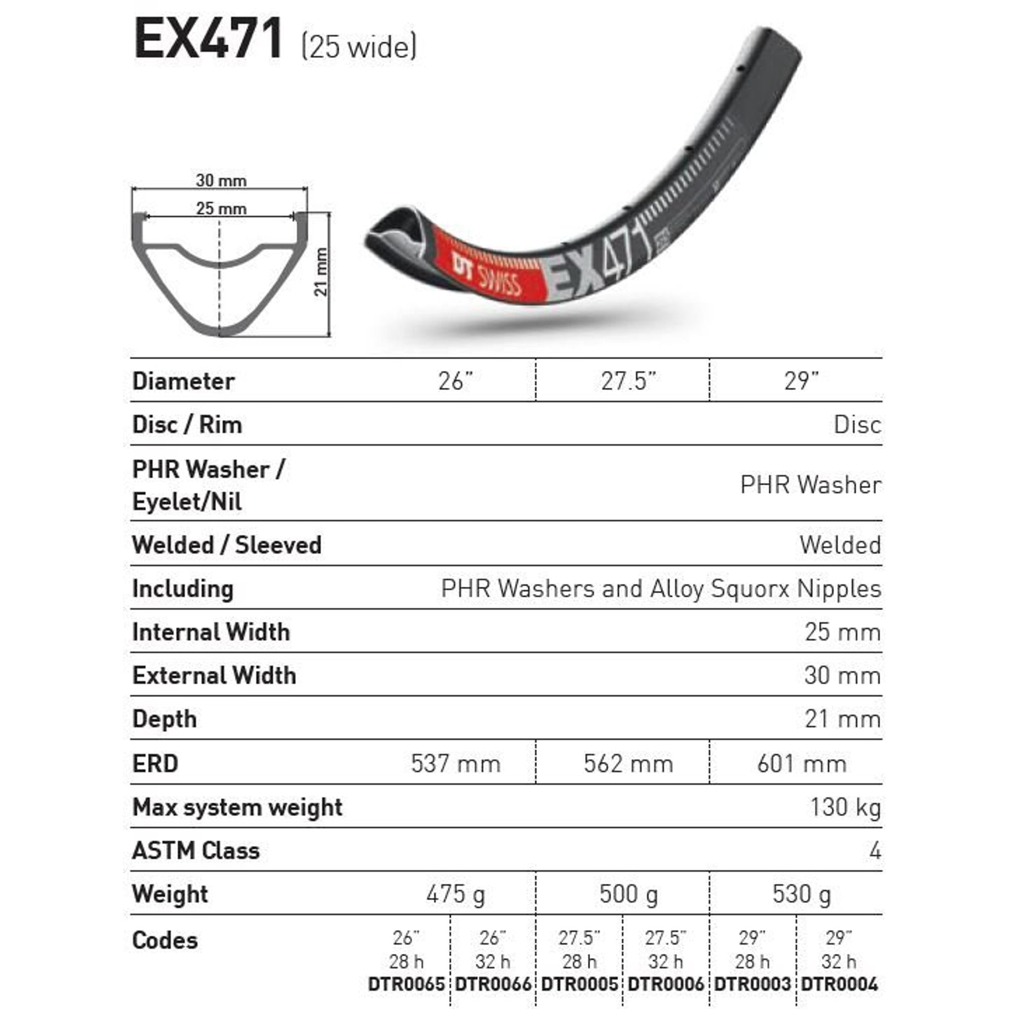 DT Swiss EX471 Alloy MTB Rim 27.5''