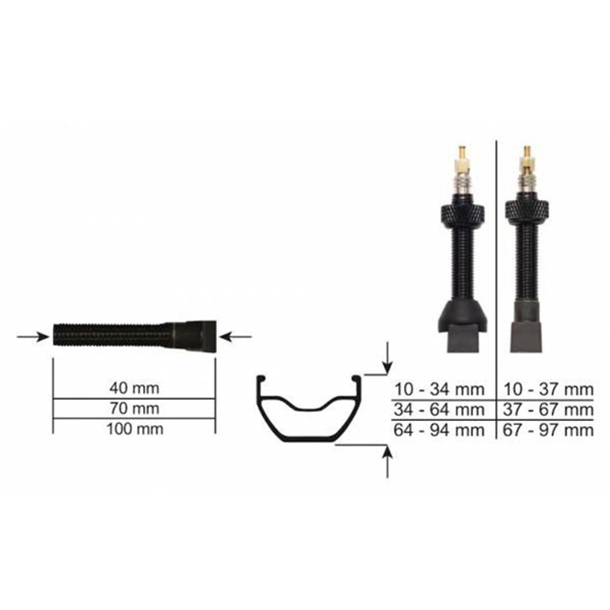 Effetto Mariposa Caffélatex Tubeless Valves 100mm Pair Black