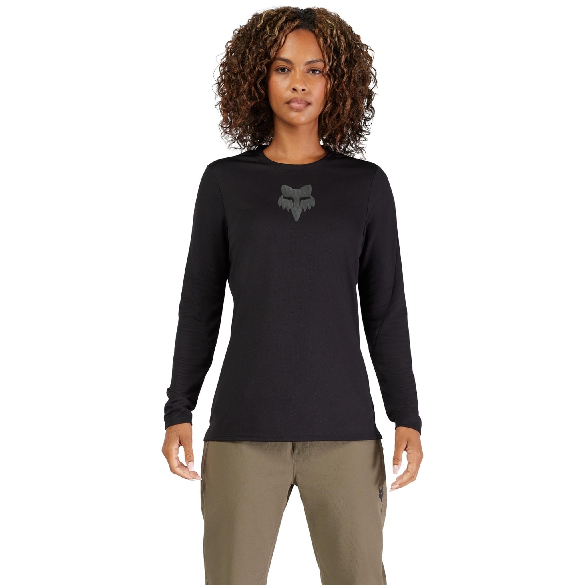 Fox Ranger Womens Long Sleeve MTB Jersey Black/Fox Head