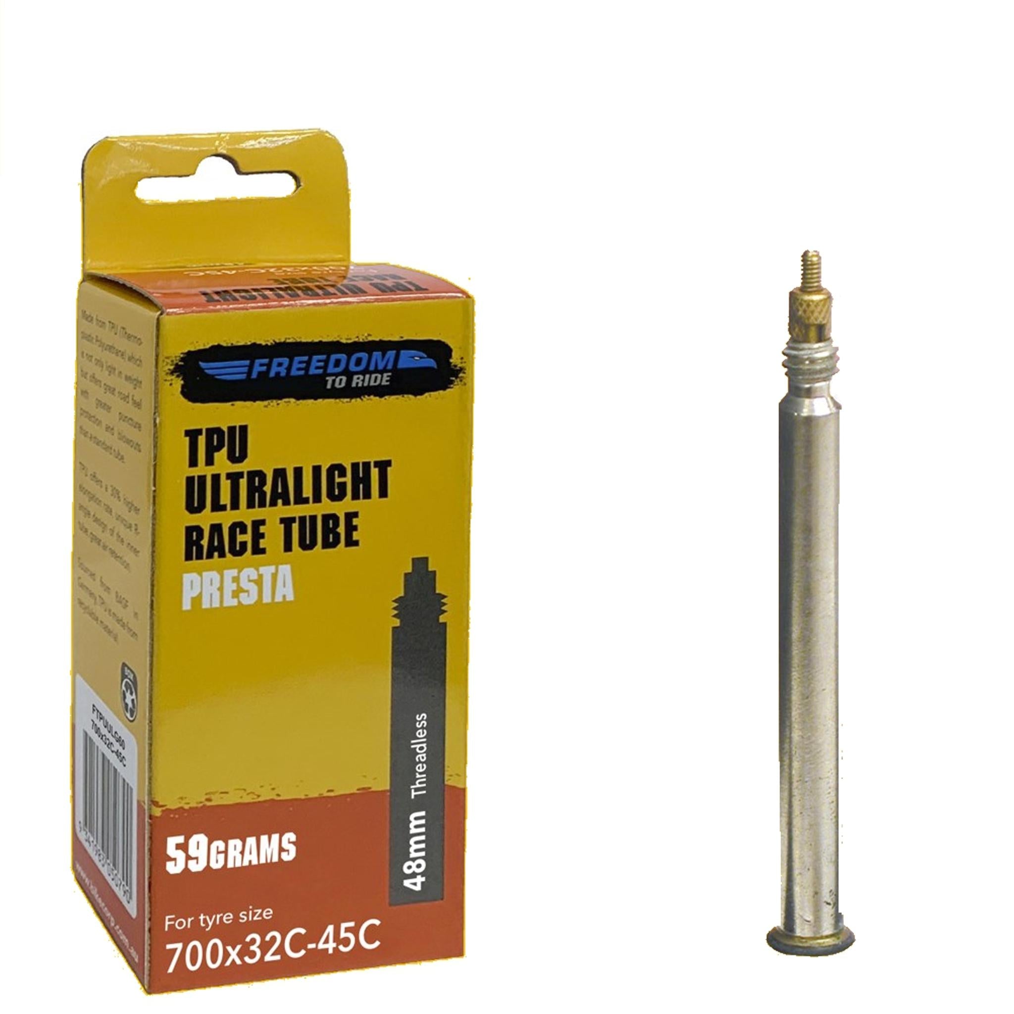 Freedom TPU Ultralight Race Presta Valve Tube 700 x 32-45C 48mm