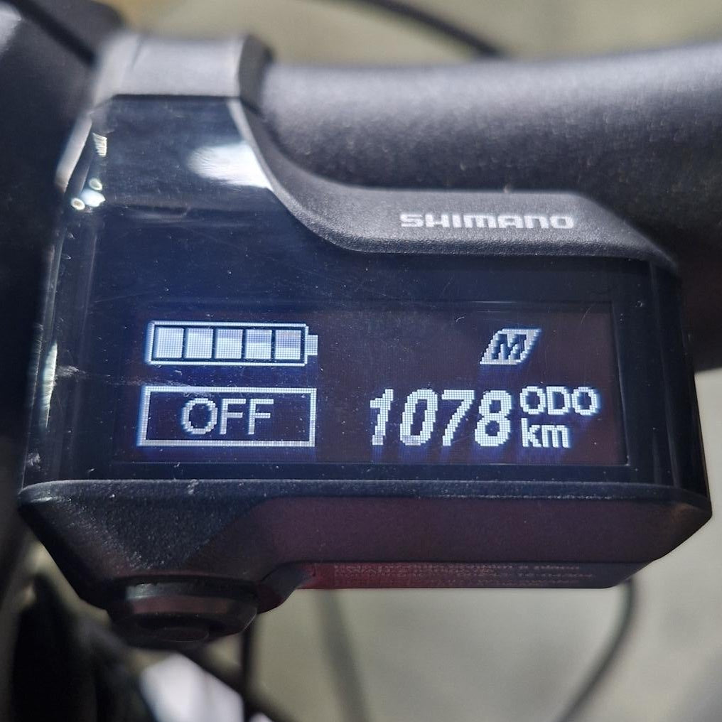 EX-DEMO Merida eOne Sixty 700 Electric Mountain Bike Glossy Matte Blue/Black/Red (Medium)