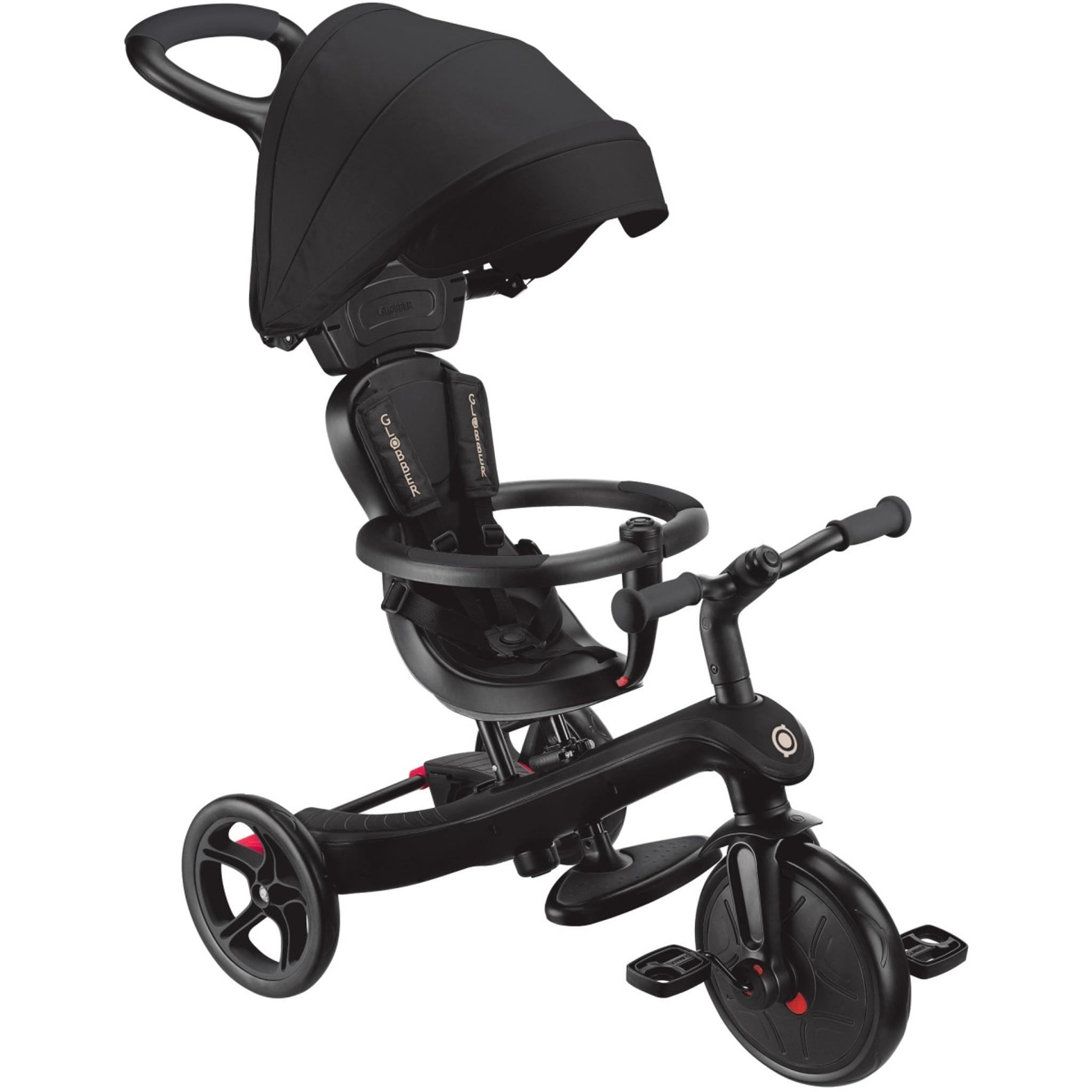 Globber Explorer 4in1 Kids Trike w/ Folding Canopy Black